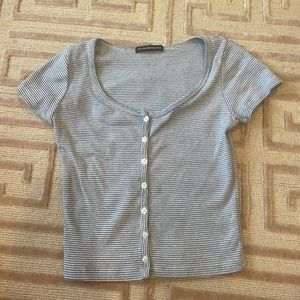 Short sleeve striped button down top